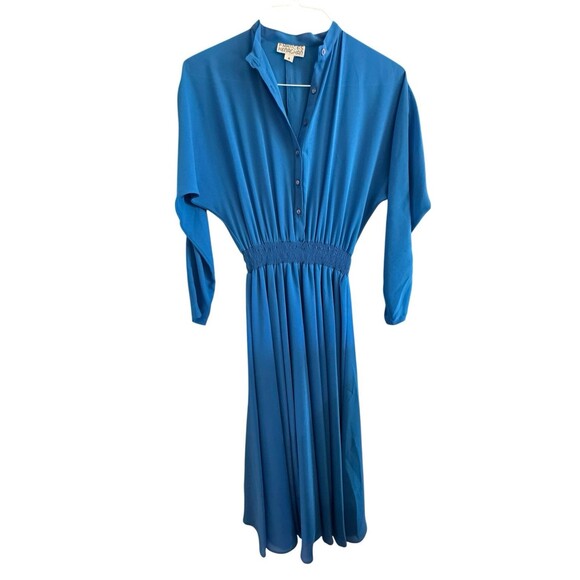 NOS Frances Henaghan Saks Fifth Avenue Vintage Dress Women Secretary Sz 4 Blue - Picture 1 of 6